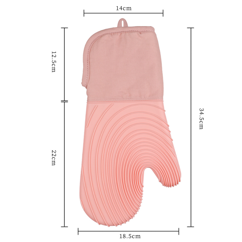 Thick Cotton Non-Slip Waterproof Silicone Insulation Oven Gloves 6