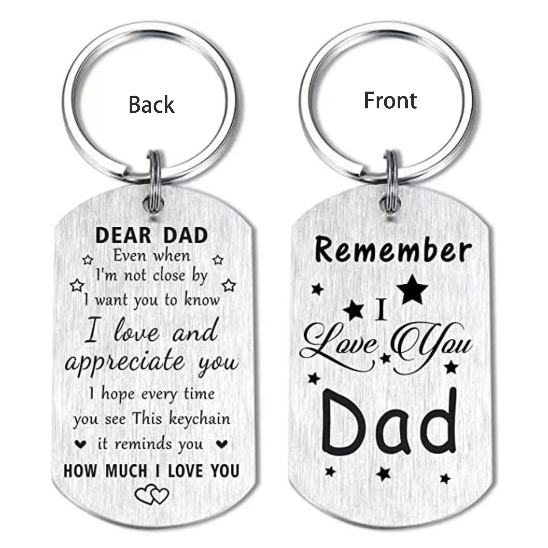 Stainless Steel Double-Sided Engraved Father's Day Keychain 2