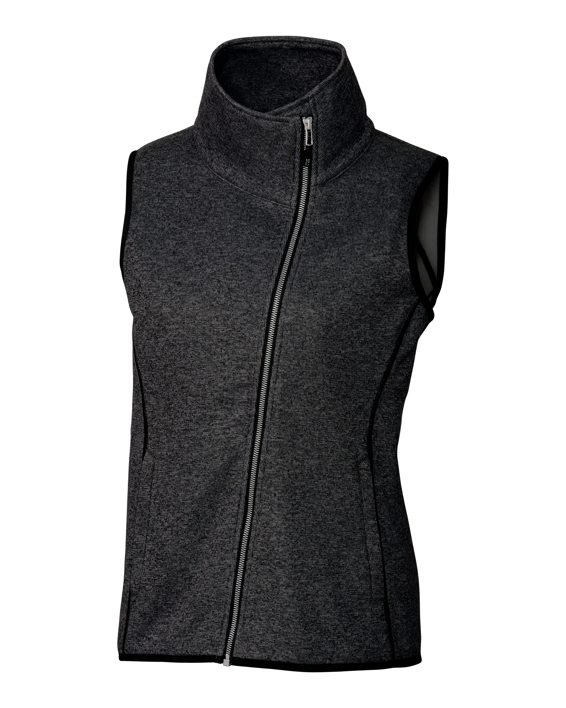 Cutter & Buck Mainsail Sweater-Knit Womens Full Zip Asymmetrical Vest 43