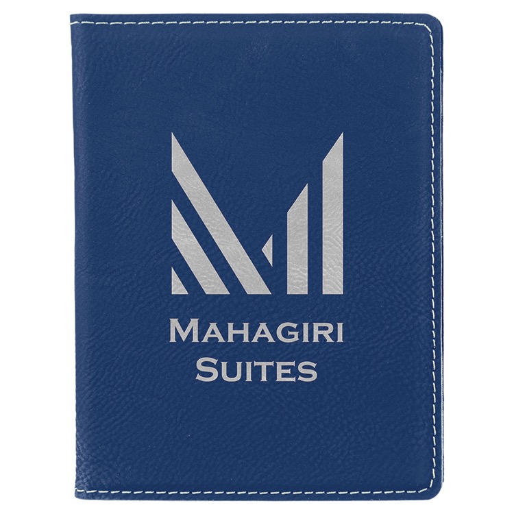 4 1/4" x 5 1/2" Blue/Silver Leatherette Passport Holder 2