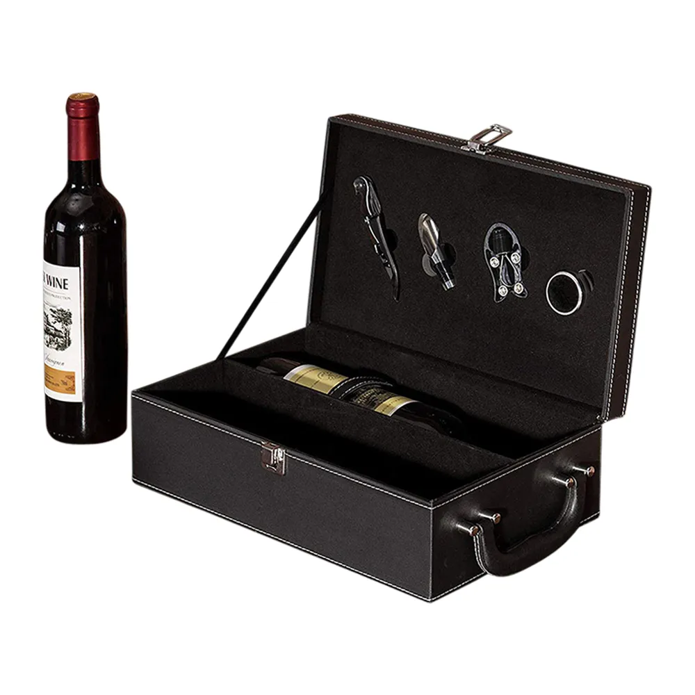 2-Bottle Wine Suitcase with 4-piece Corkscrew Tool Set 3