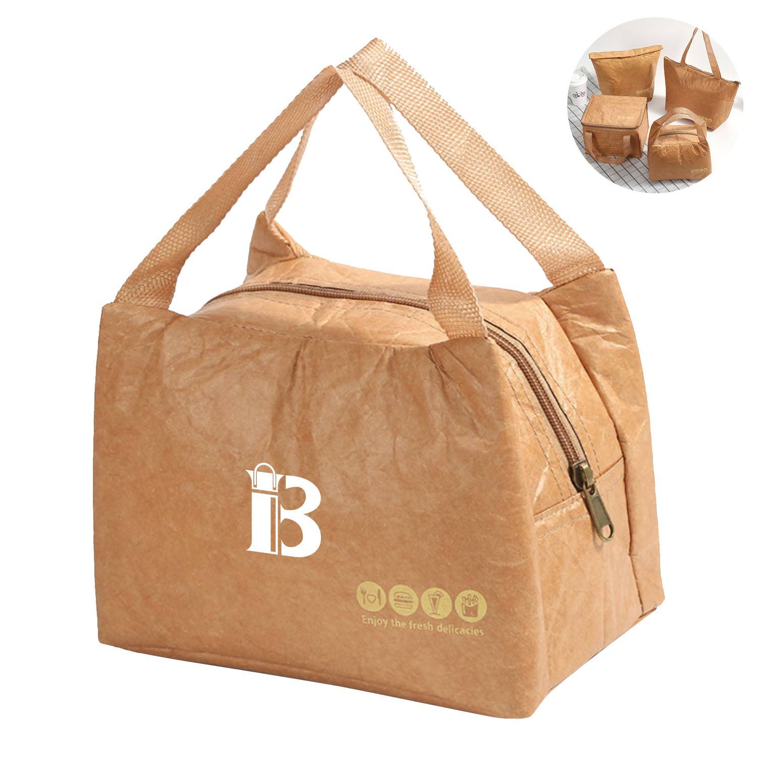 Outdoor Insulation Picnic Kraft Paper bento bag 3