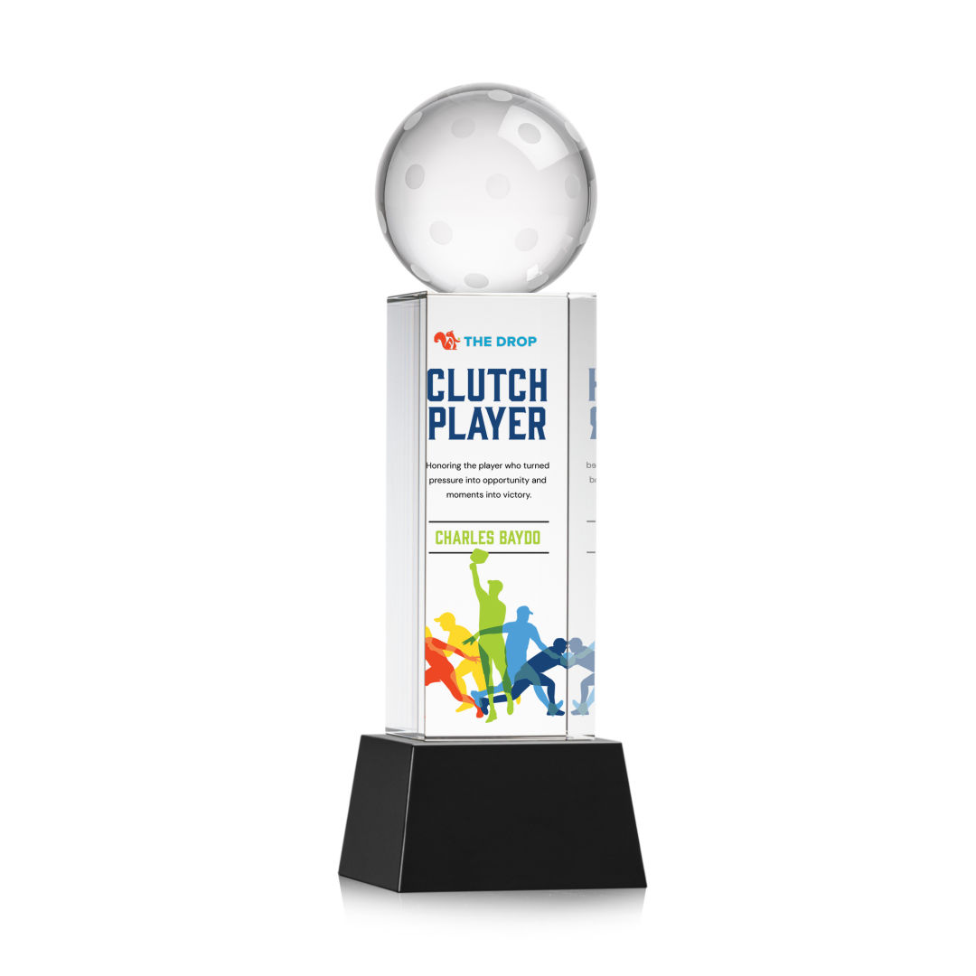 Pickleball VividPrint™ Award on Belcroft Base - Black 3