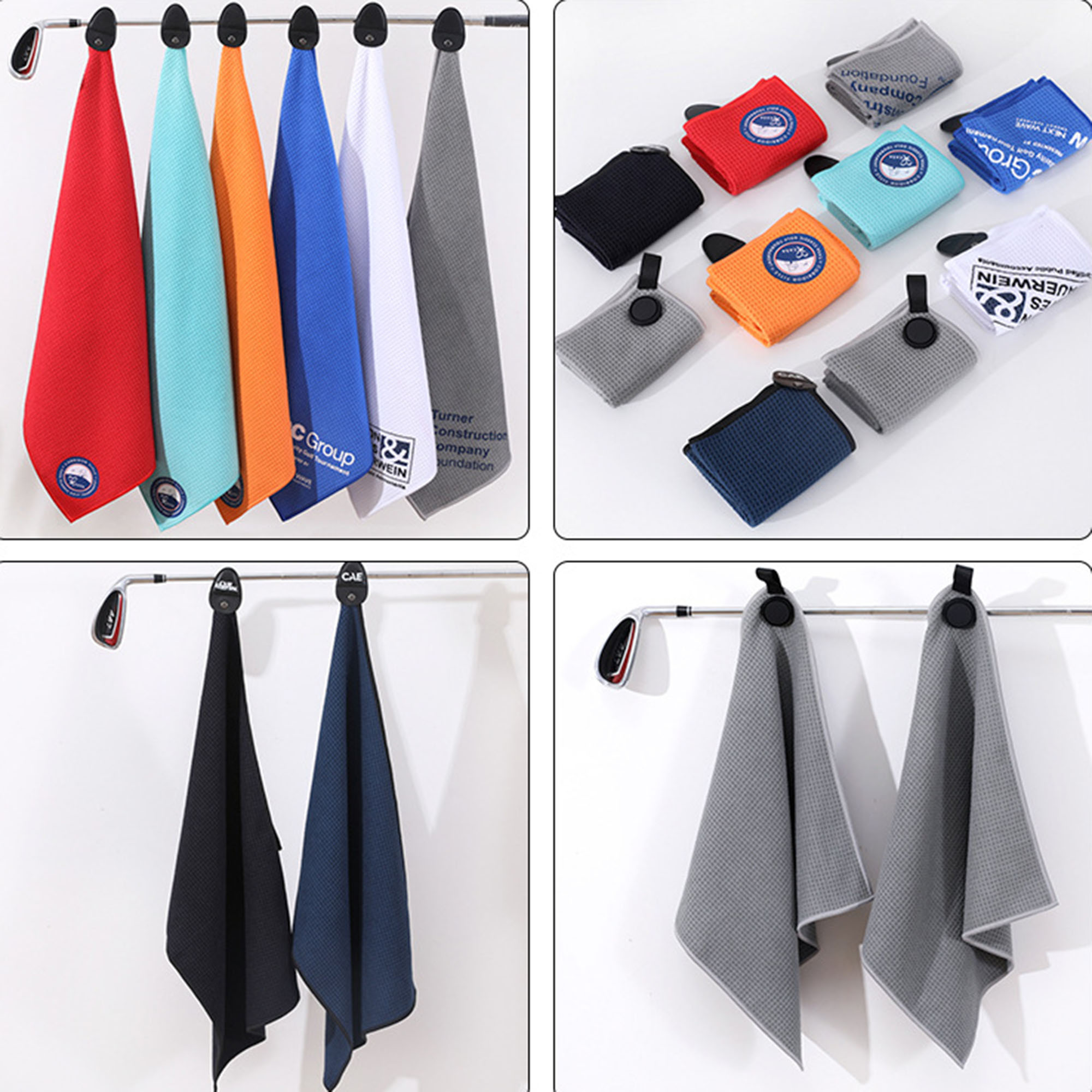 Embroidered 400GSM Premium Magnetic Microfiber Waffle Golf Towel 2