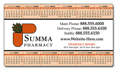 Pharmacy Calendar Magnet - 4x7 Round Corners - 25 Mil 4