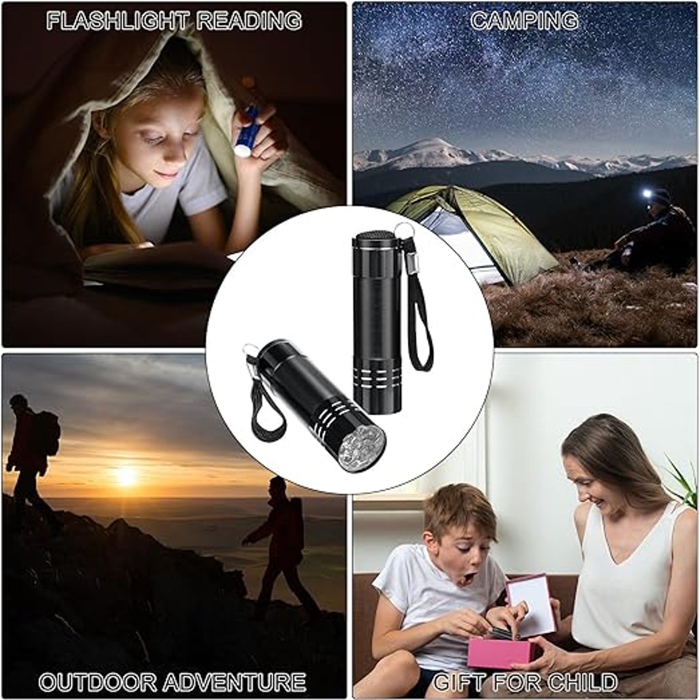 Aluminum 9 LED Flashlights with lanyards 2