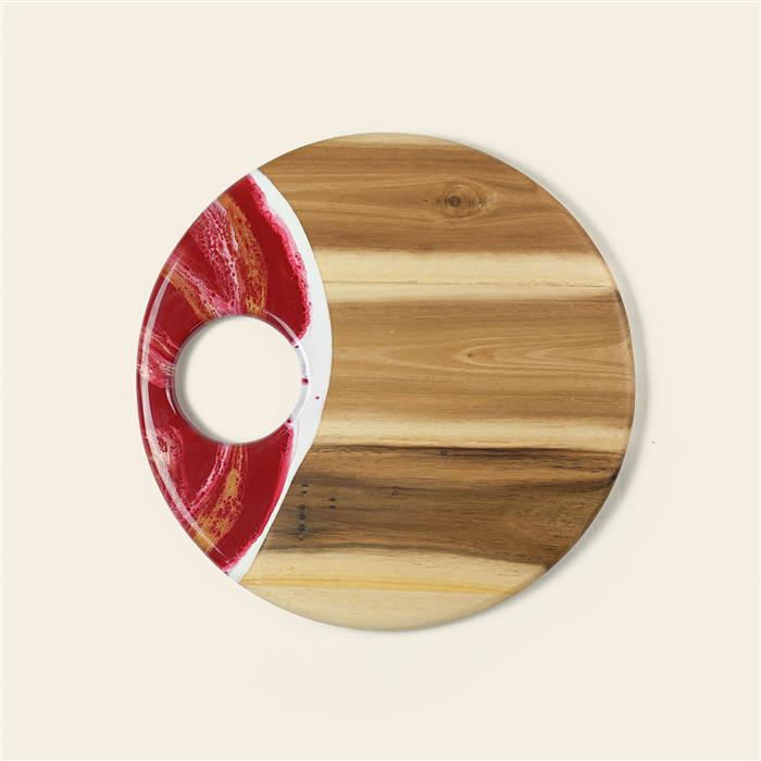 Large Round Acacia Board With Dip Holder 39