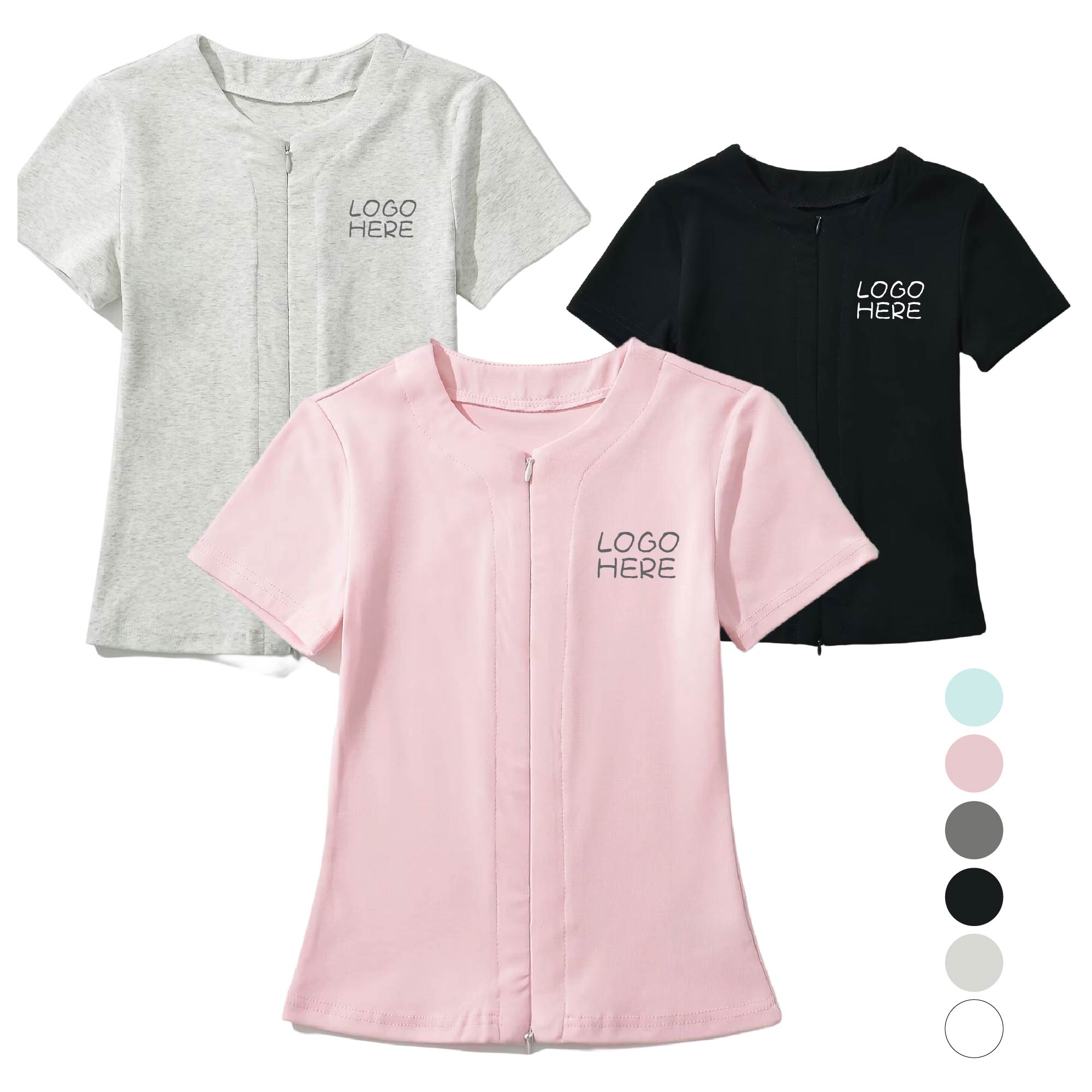 Plain Zip-Up Slim Fit Crop Tee 1