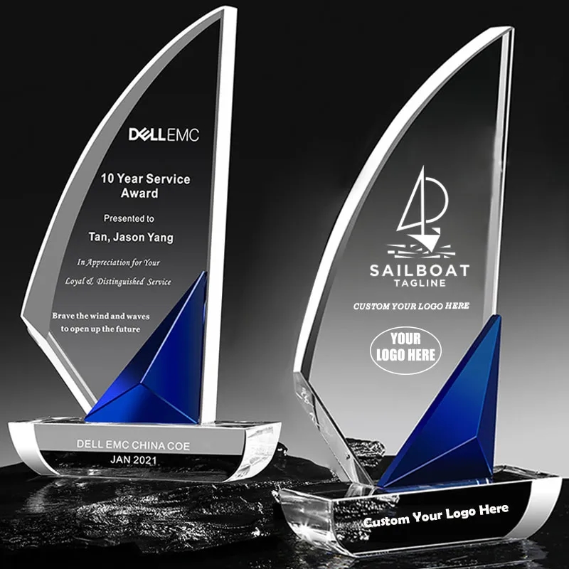 Custom Crystal Sailboat Award 5