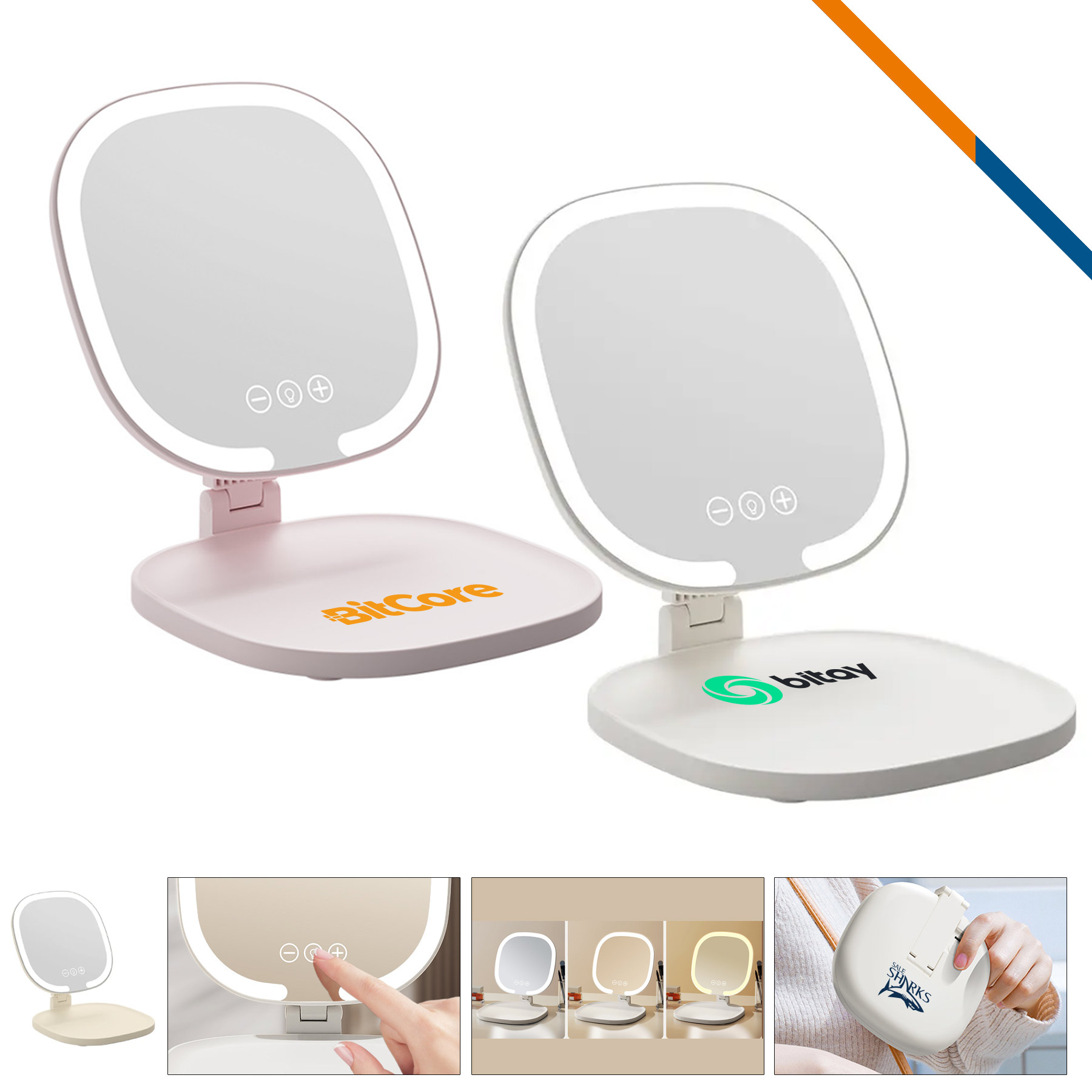 Phillis Desktop Foldable LED Makeup Mirror 4