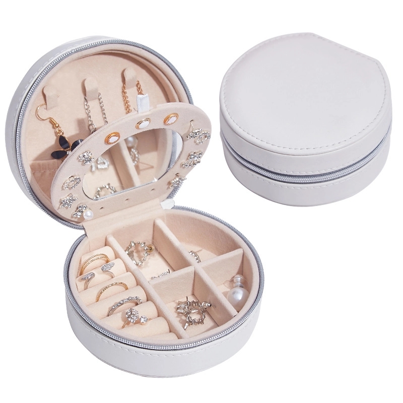 Custom PU Portable Travel Jewelry Organizer Box with Mirror 9