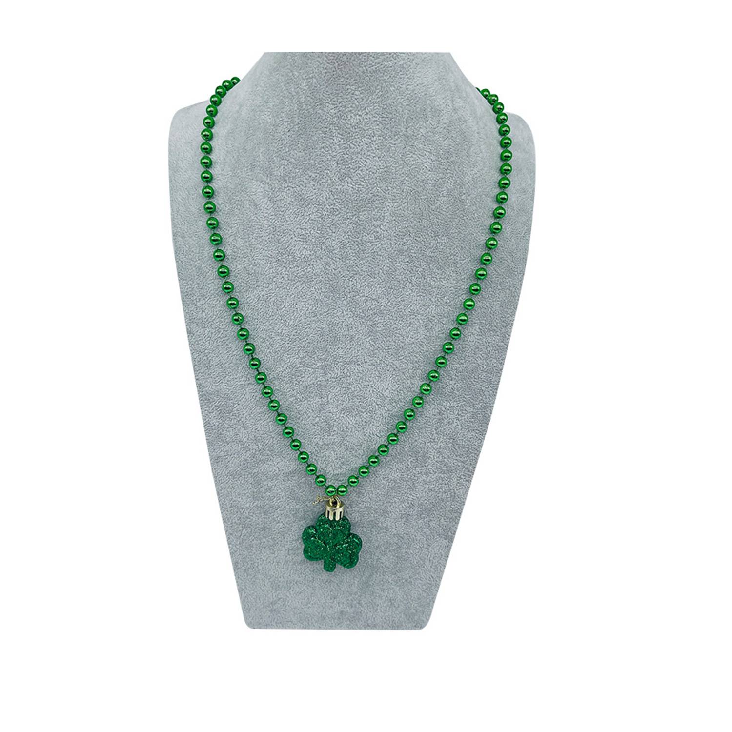 Green Clover beaded necklace 6