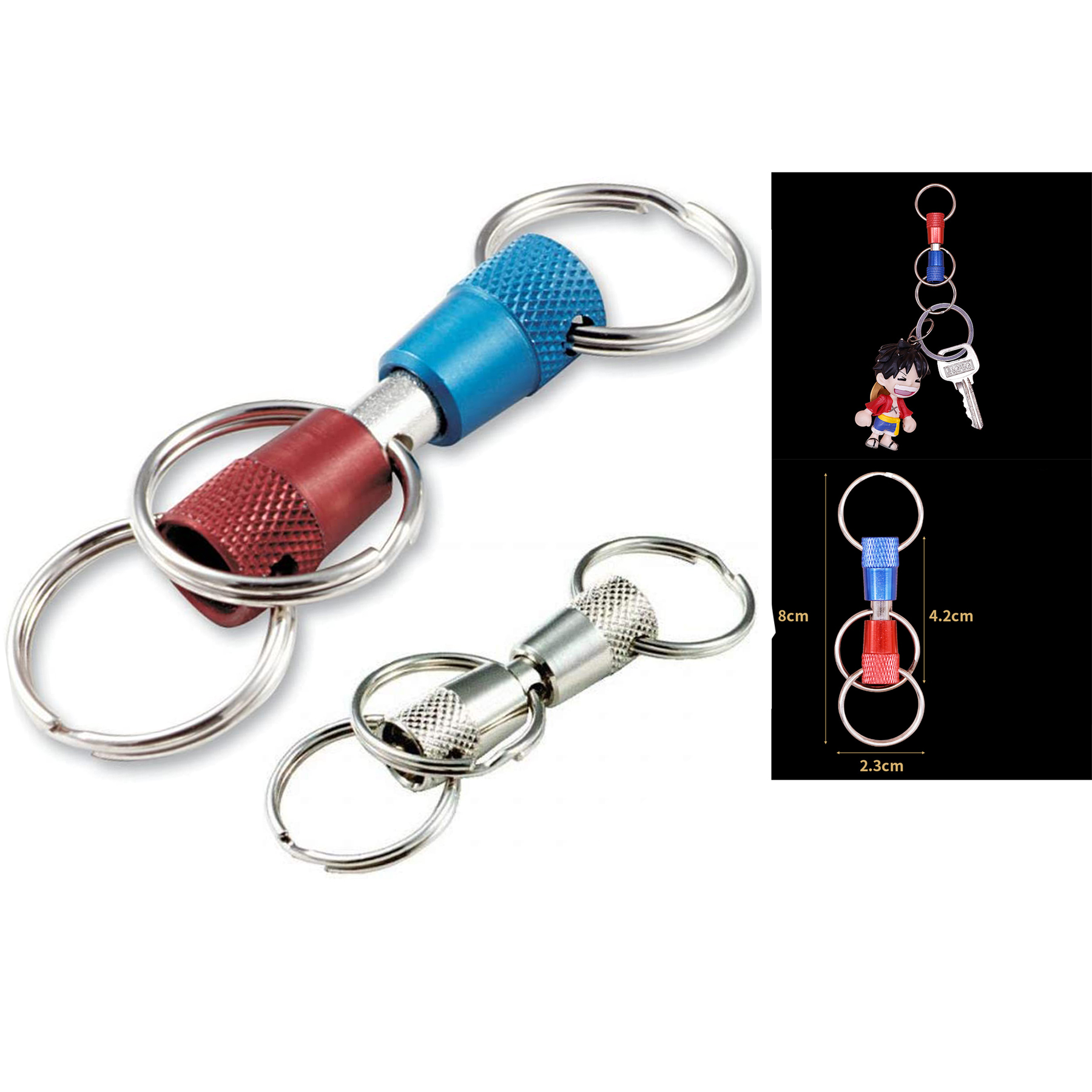 Double Rings Pull Apart Keychain