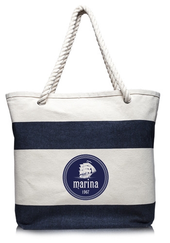 Striped Canvas Tote Bag 2