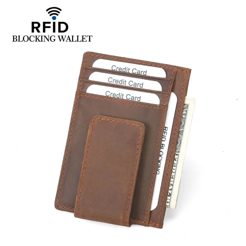 RFID Blocking Leather Card Holder Slim Front Pocket Wallet 3