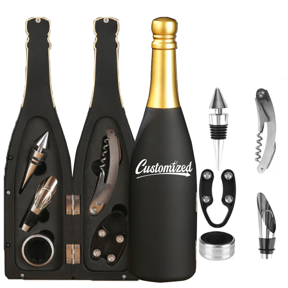 Champagne Bottle 5-Piece Wine Tool Set with Gift Case 9