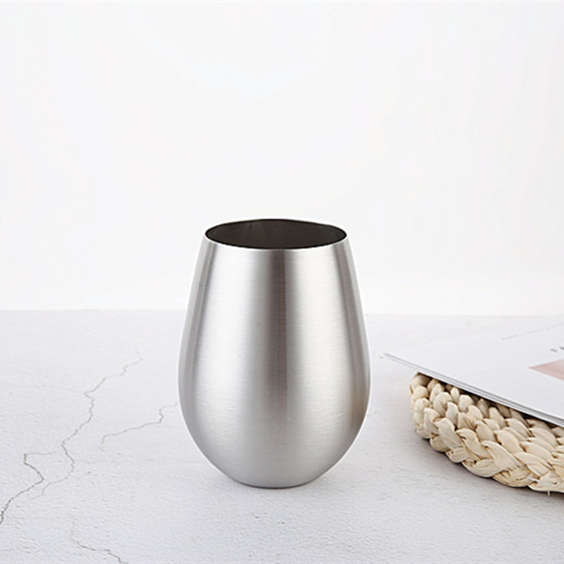 Egg Shape Wide Mouth Stainless Steel Wine Tumbler 4