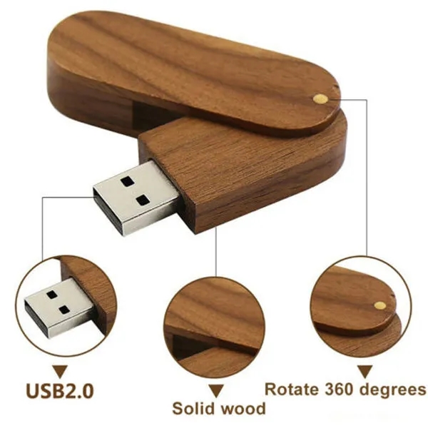 Rotating Wooden USB 2.0 Flash Drive 2