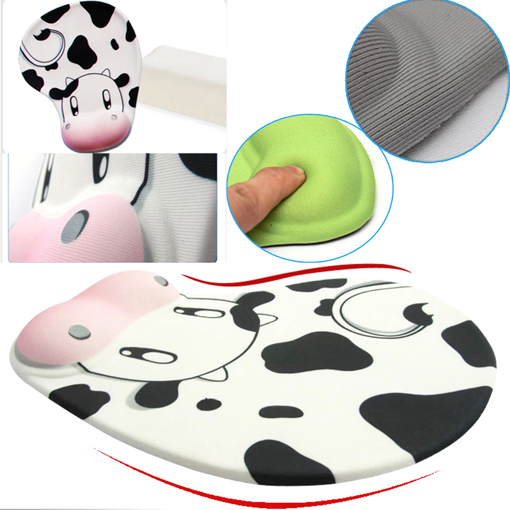 Silicone Rubber Base And Lycra Cloth Mouse Pad Wrist Support 3