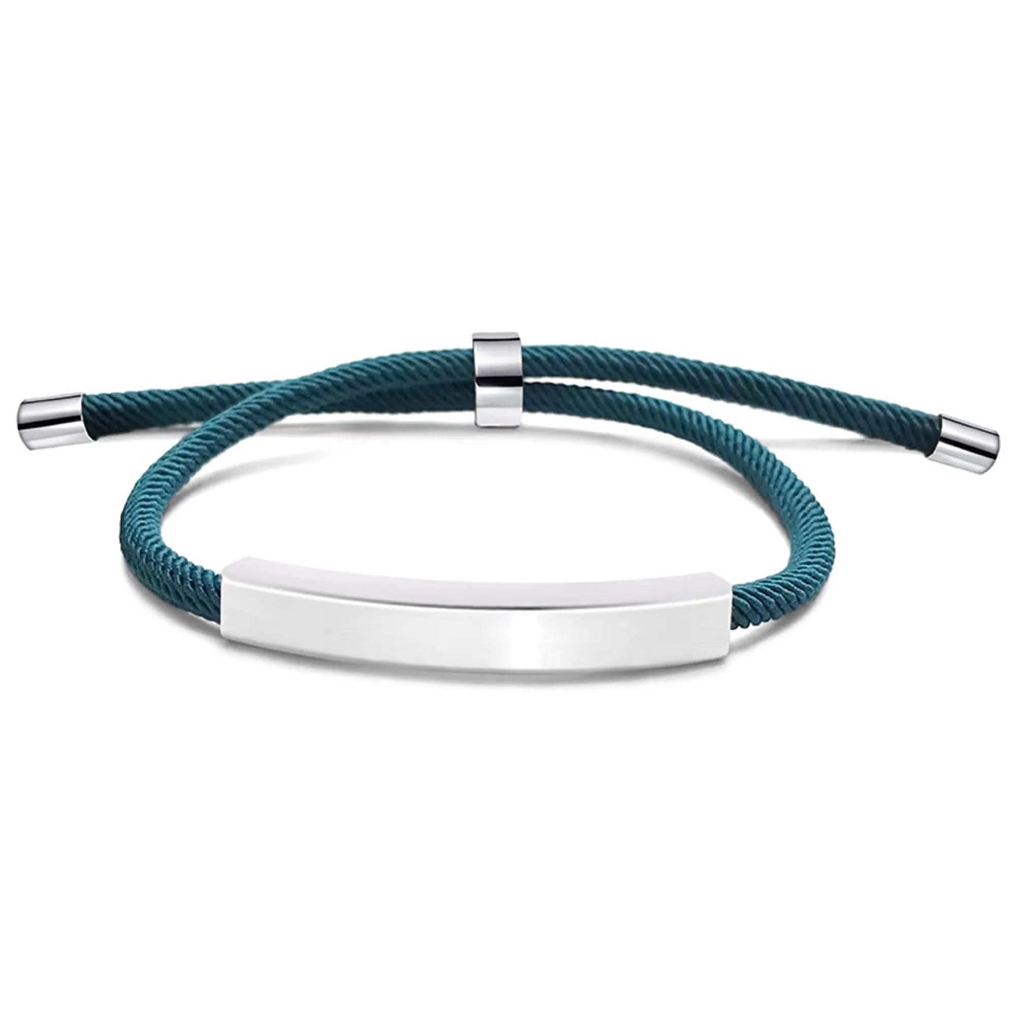 Adjustable Stainless Steel Bracelet with Braided Rope 7