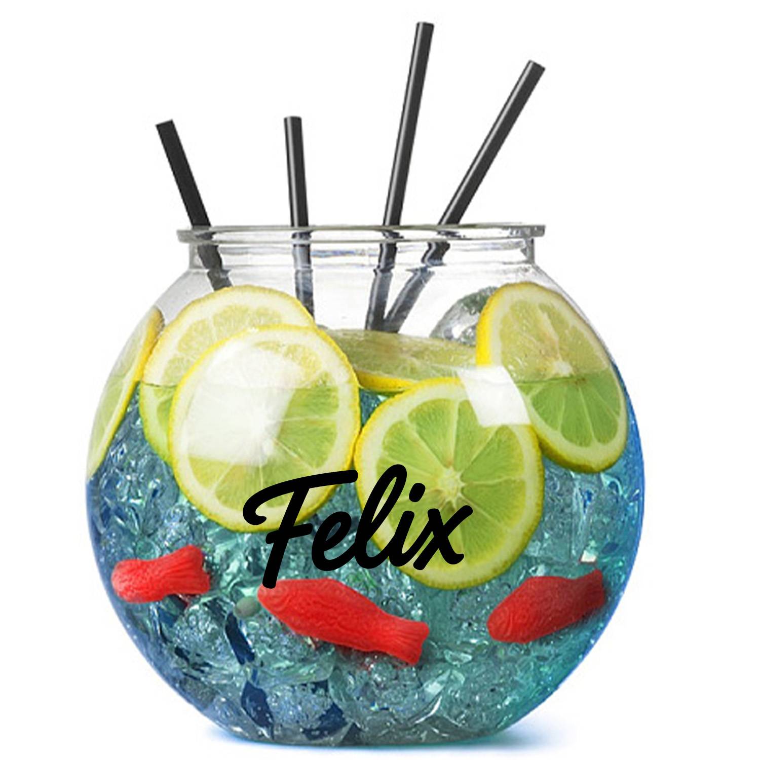 128oz Large PET Fish Bowl Cup w/ Straw 2