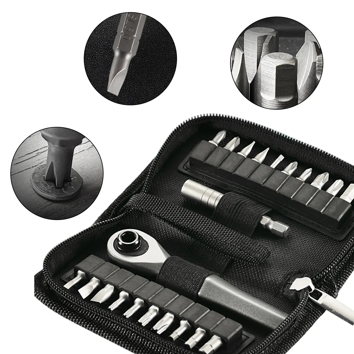 22 In 1 Ratchet Screwdriver Set With Bits In Zippered Case 5