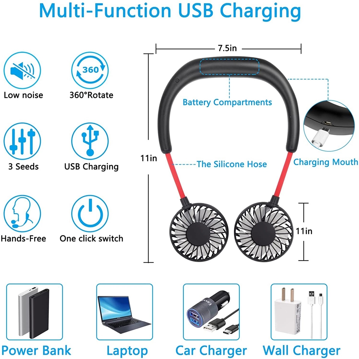 Mini Protable Wearable Sports Handheld Cooling Neck Fans 2