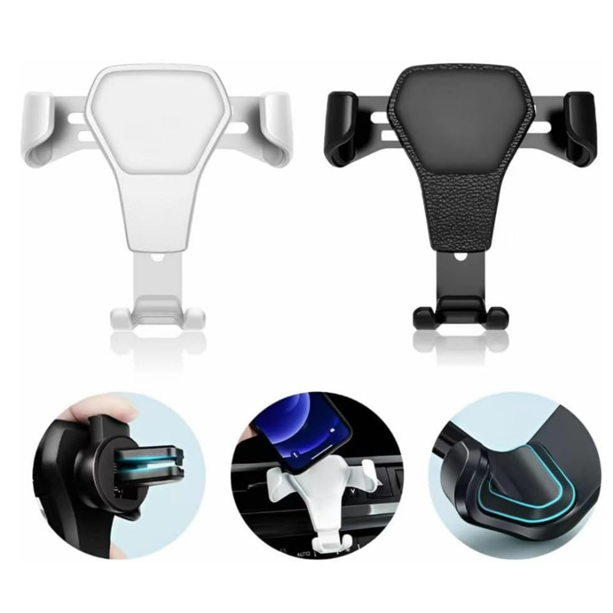 Gravity Car Vent Phone Holder with Leather Panel 6