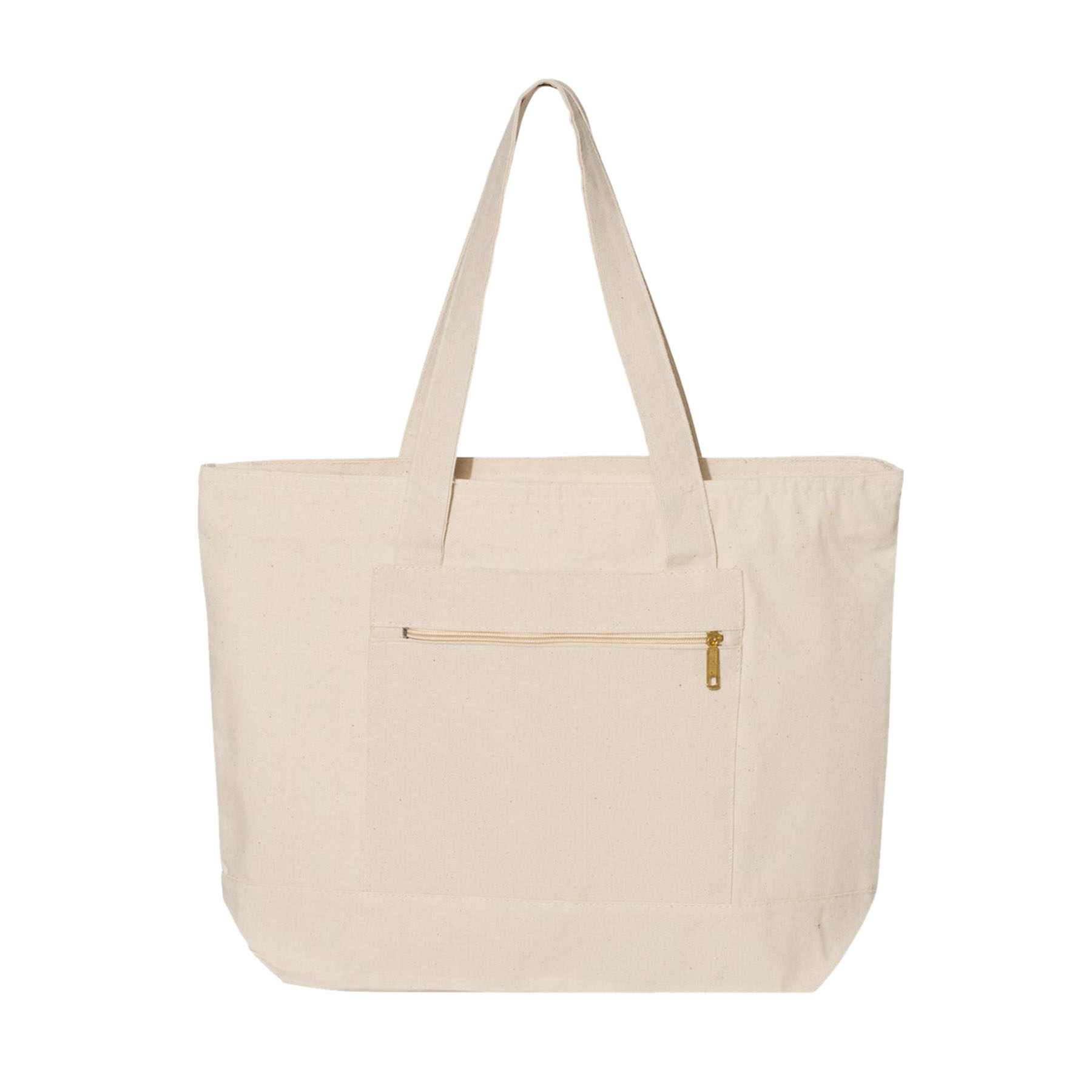 12 oz. Natural Heavy Cotton Canvas Two Tone Zippered Tote Bag_R110NBT 3
