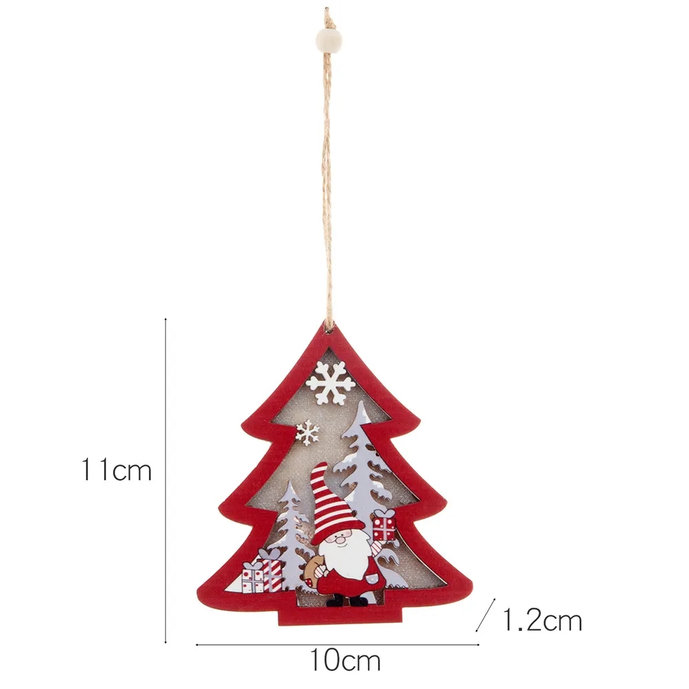 Christmas Wood Cutouts Pendants with LED Lights 3