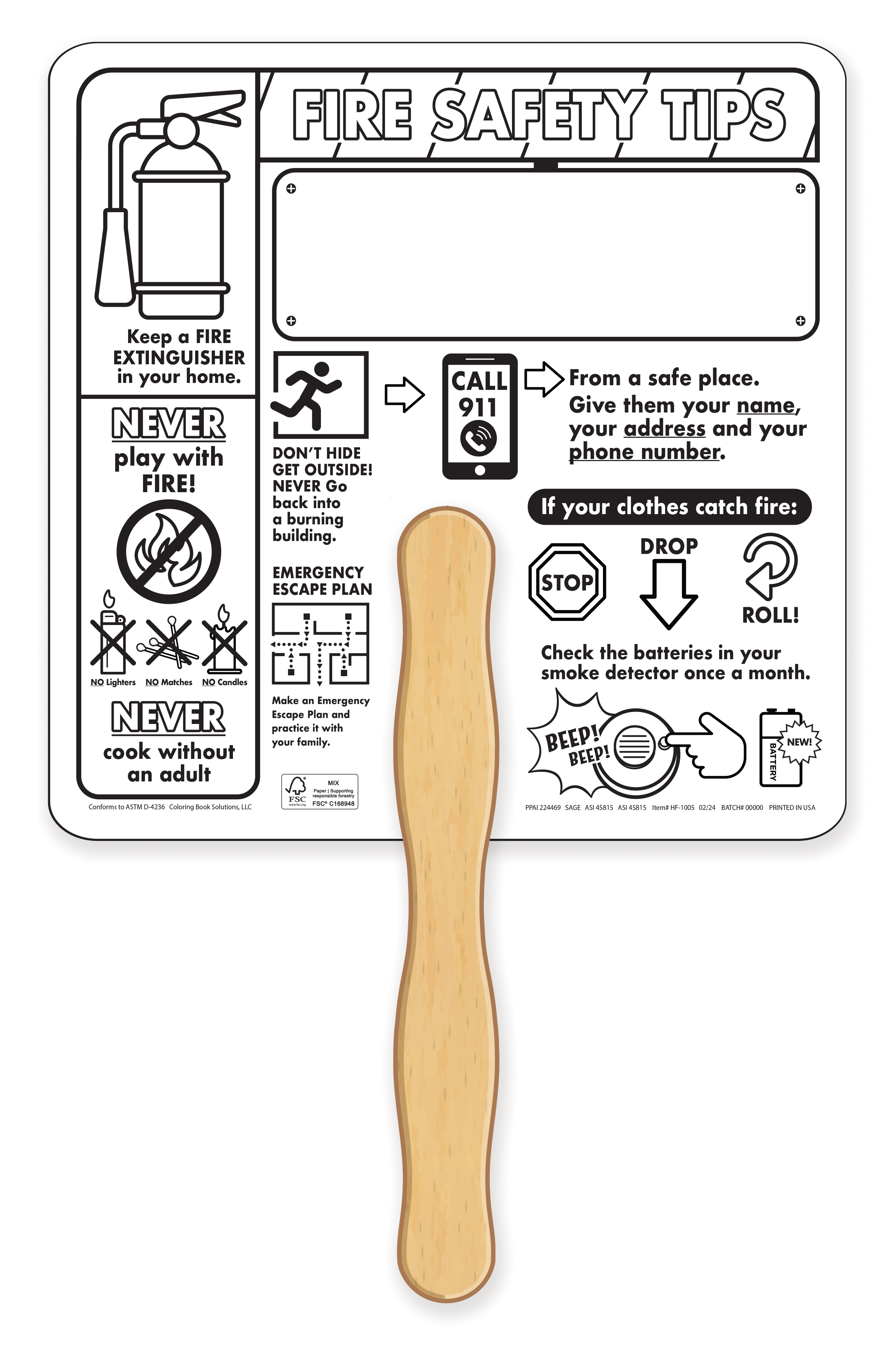 HAND FANS - Fire Safety Coloring Hand Fan 5