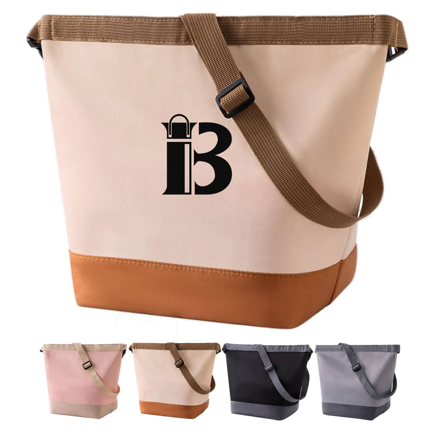 Portable Color-Block Oxford Insulated Tote Crossbody Bag 24