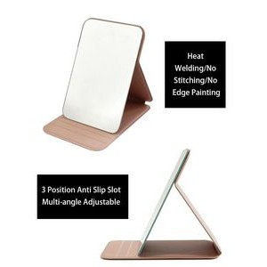 PU Leather Stand Up Desktop Folding Makeup Mirror 2
