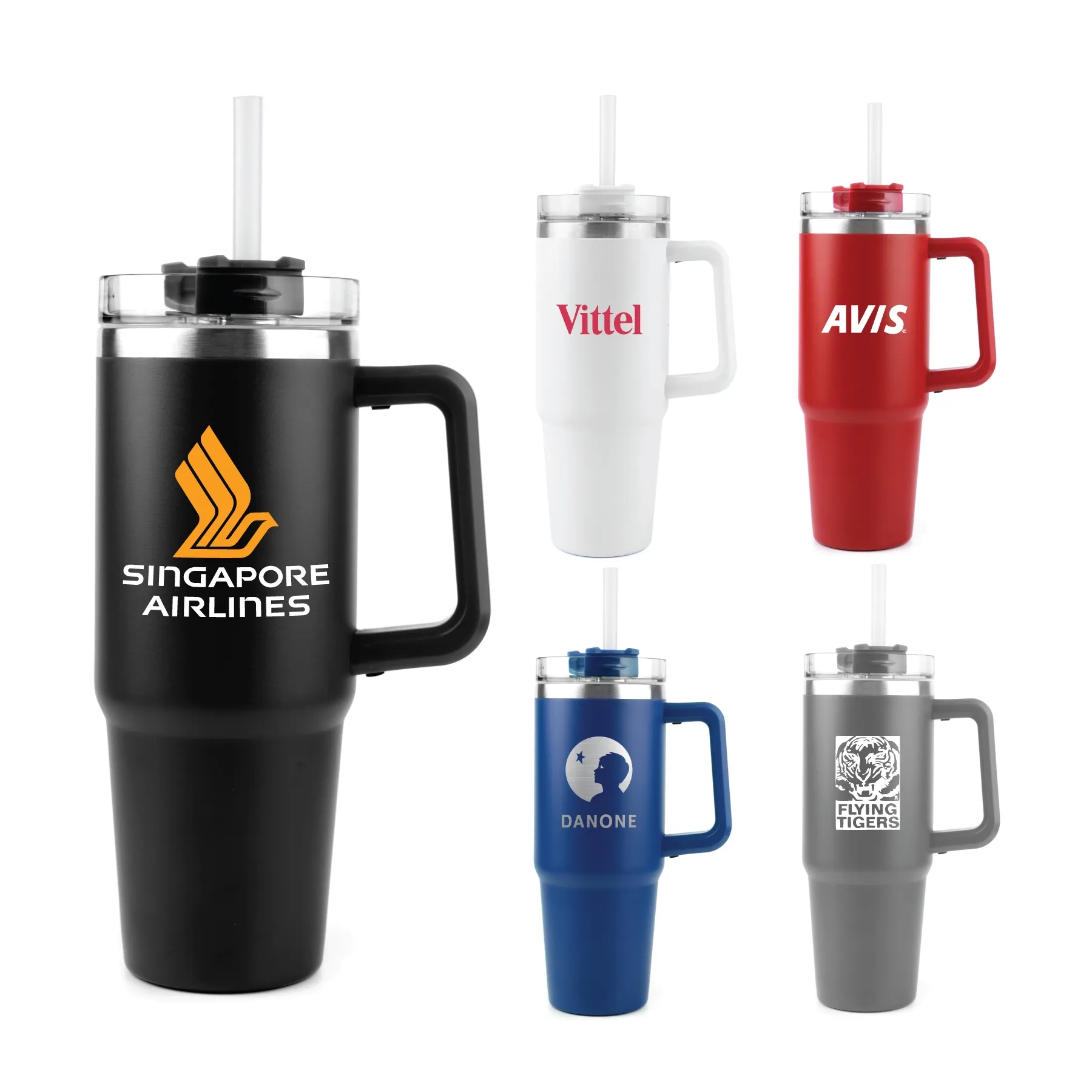 30oz Premium Stainless Travel Mug w/ Straw and Twist Closure 1