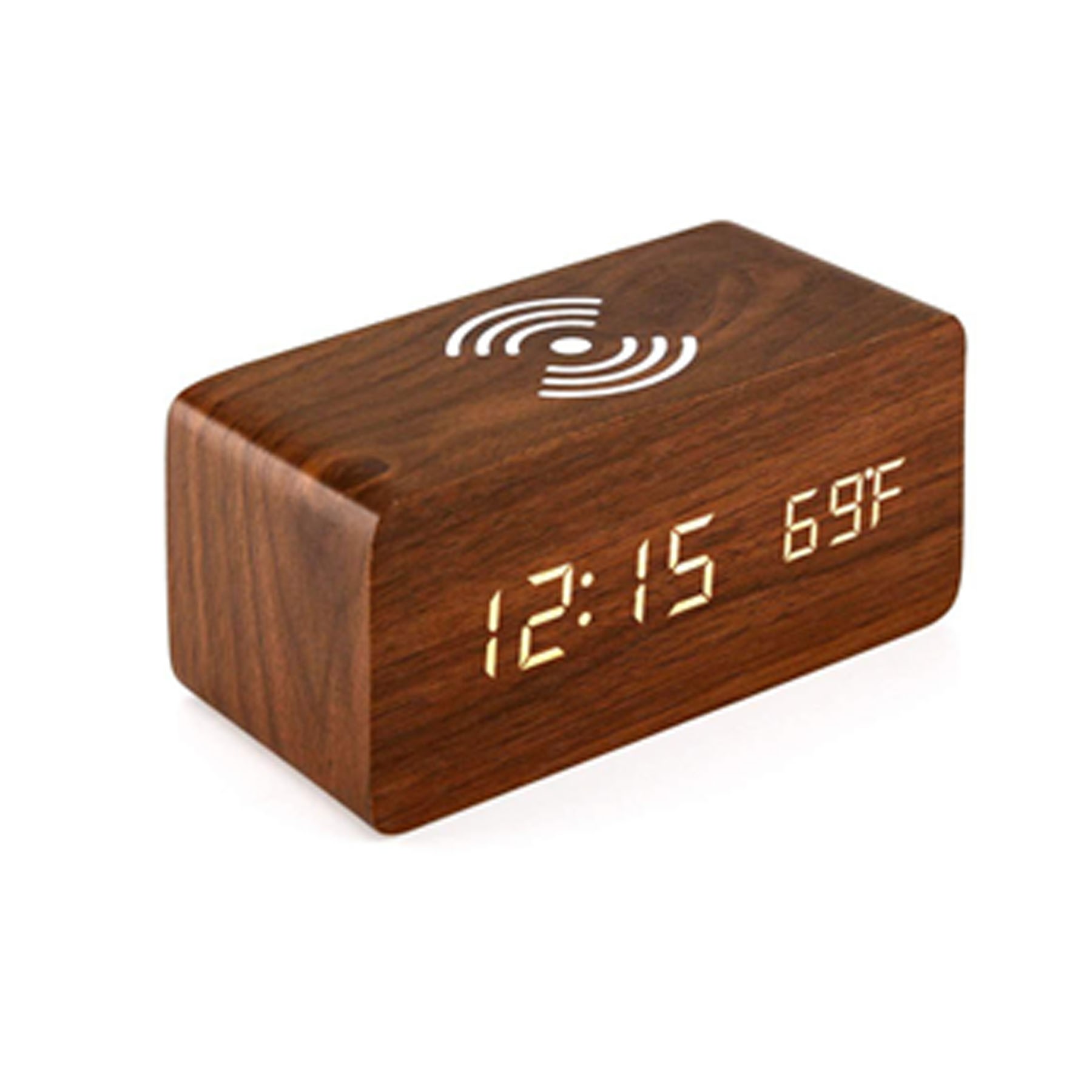 3 In 1 Wooden Clock Radio With Wireless Charger Station 2