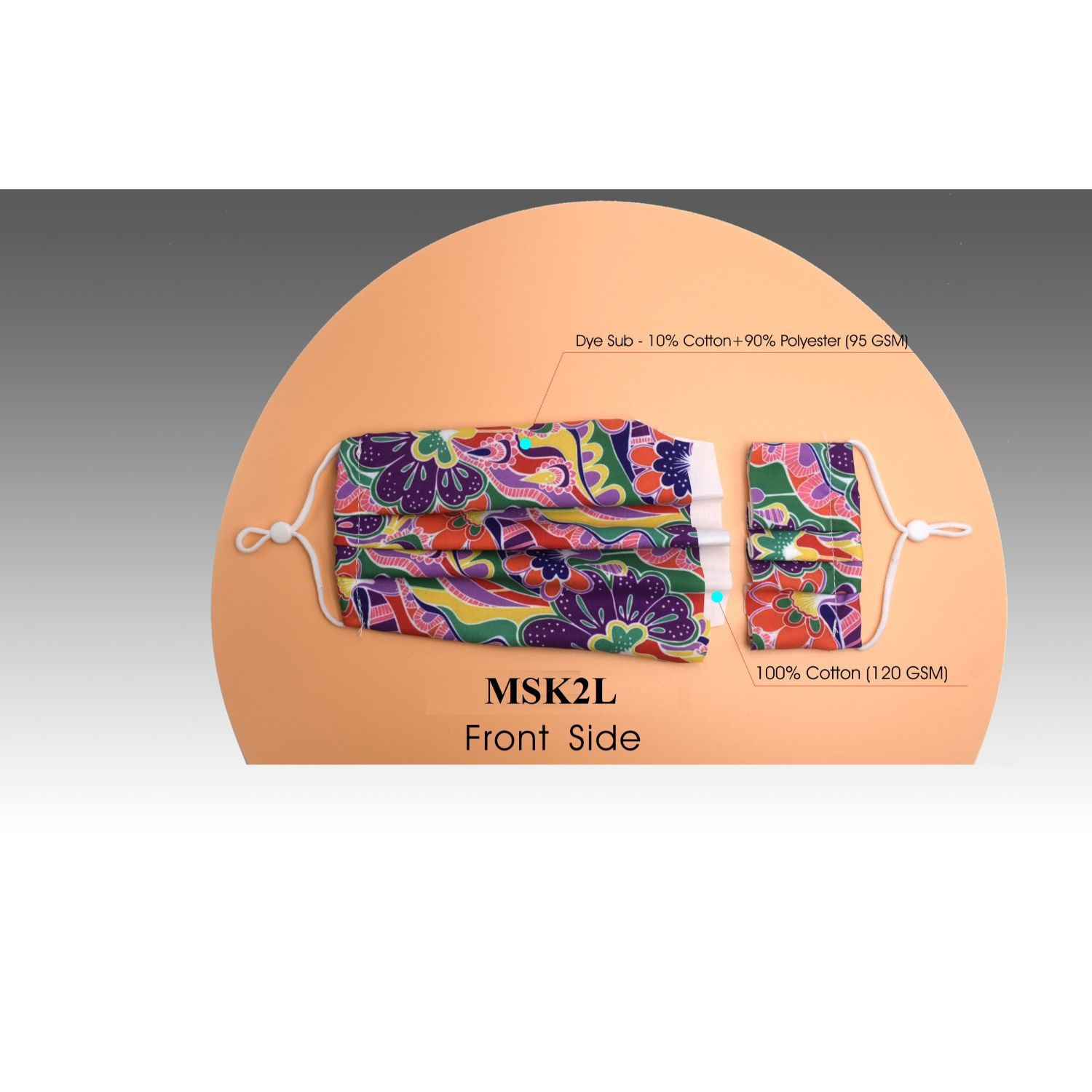 2 Layer Cotton Face Mask w/ Full Color Imprint & Adjuster 2