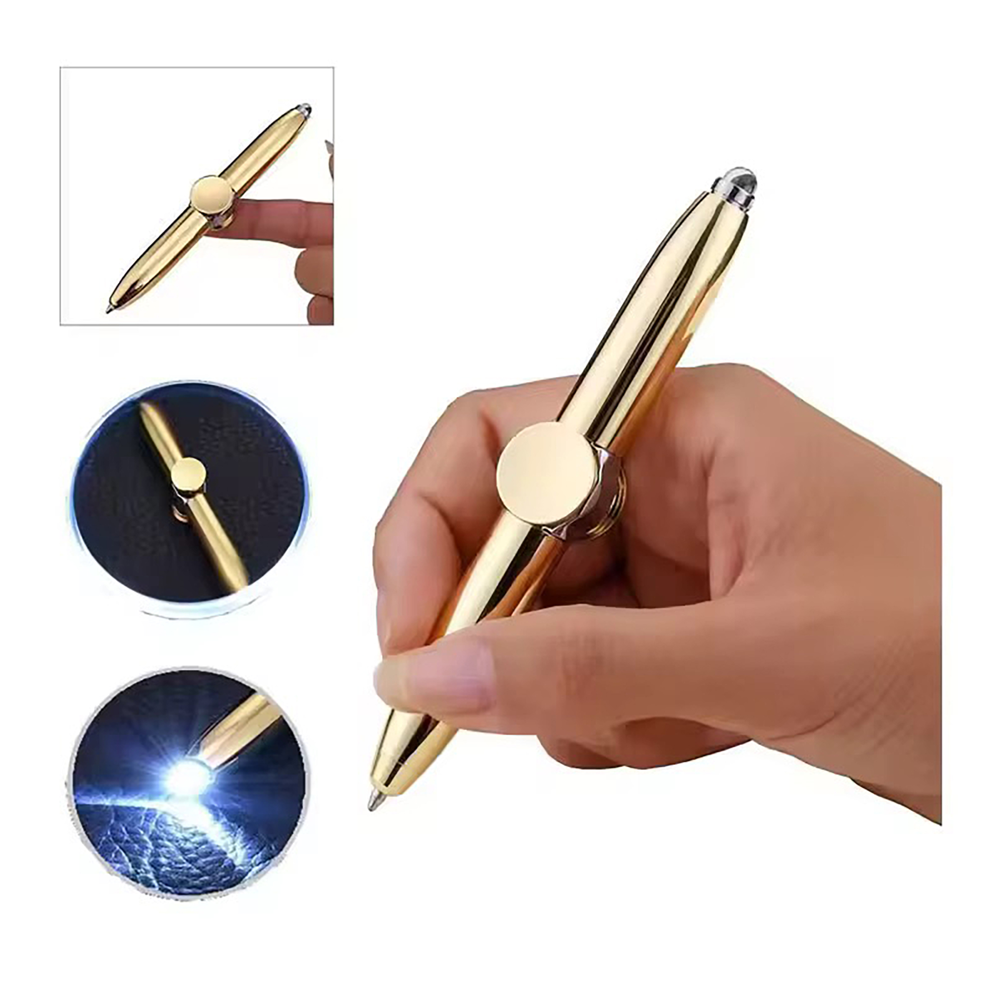 Anti-Anxiety LED Fidget Spinner Finger Gyro Rotating Metal Ballpoint Pen 6