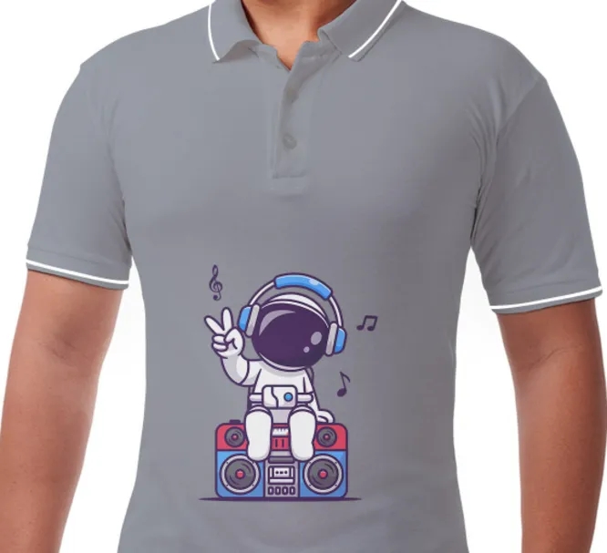 Men's Grey Polo Shirt - Printed (Front and Back) 6