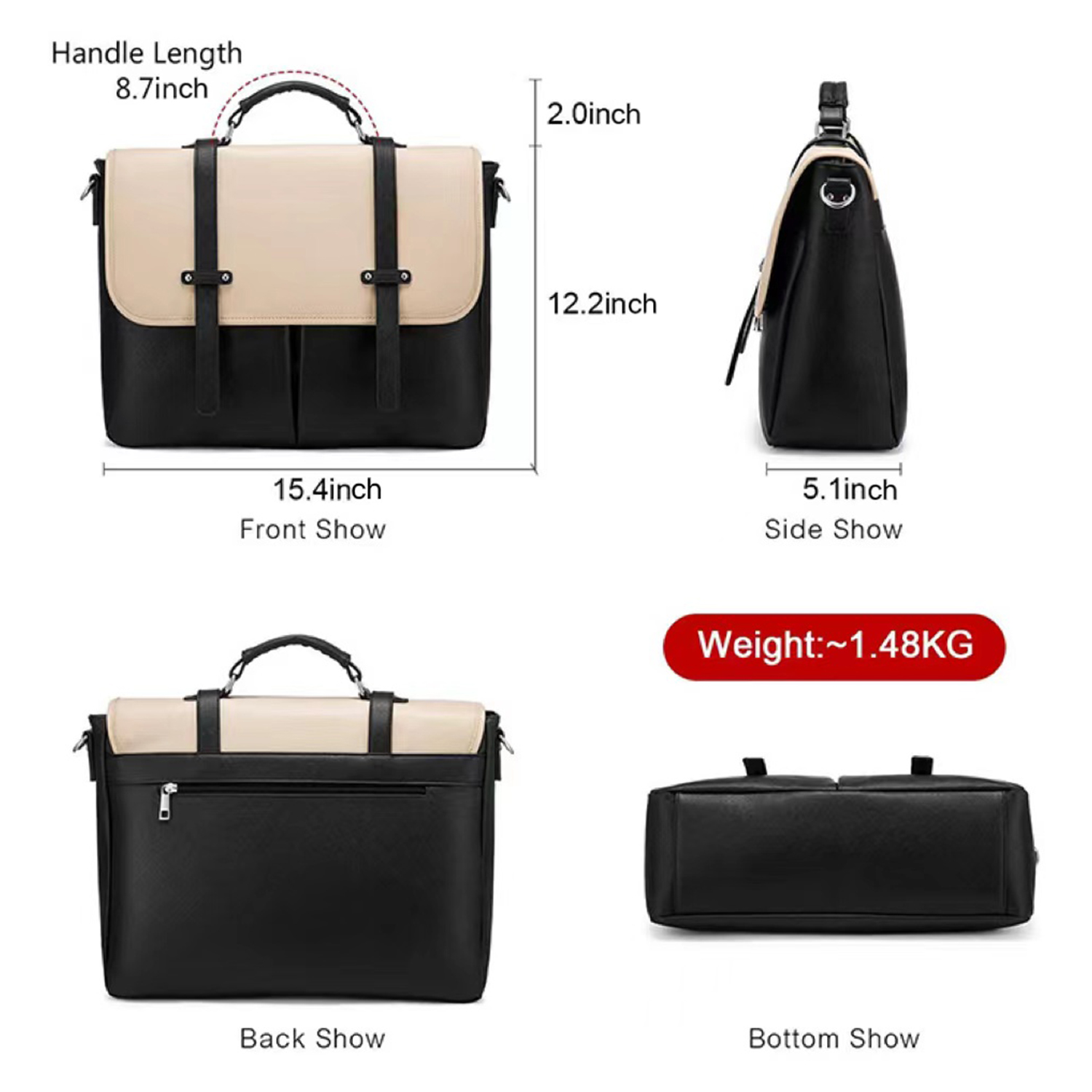 Laptop for Women 15.6 inch Briefcase PU Leather Bag 3