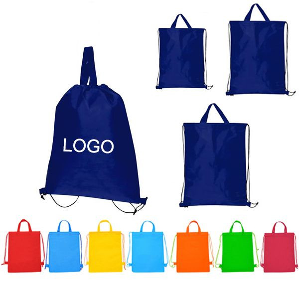 Large Double Feature Non-Woven Drawstring Tote Bag 1
