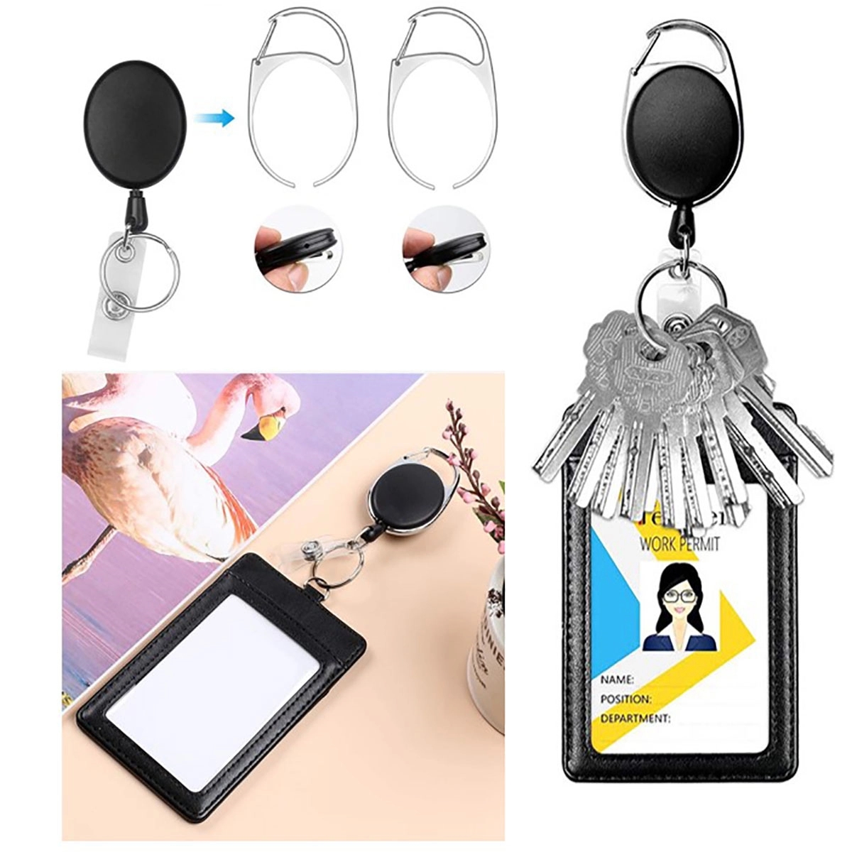 Vertical Pu Leather Id Badge Card Holder 3