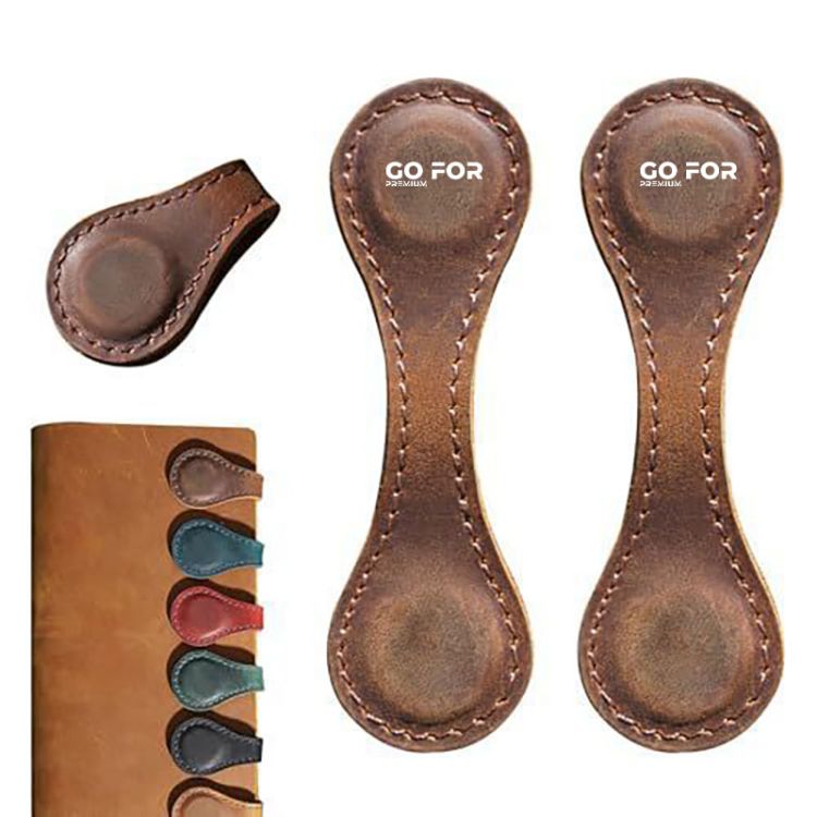 Vintage Handmade PU Leather Magnetic Bookmark 1