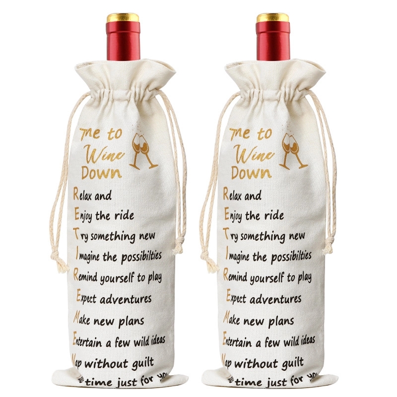 Cotton Wine Bottle Drawstring Bag 4