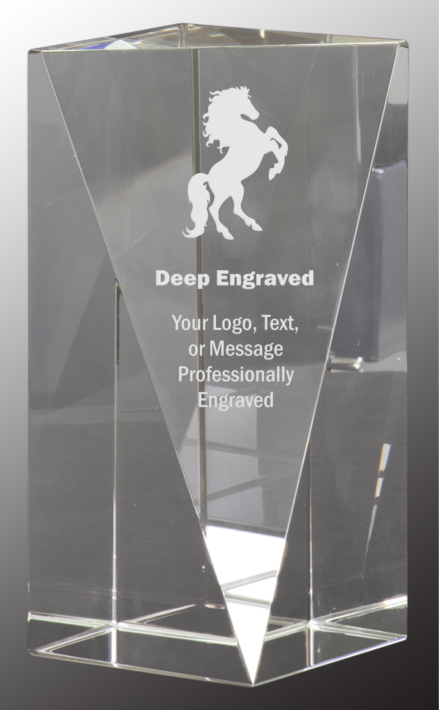 7" Crystal Triangle Front Pillar Award