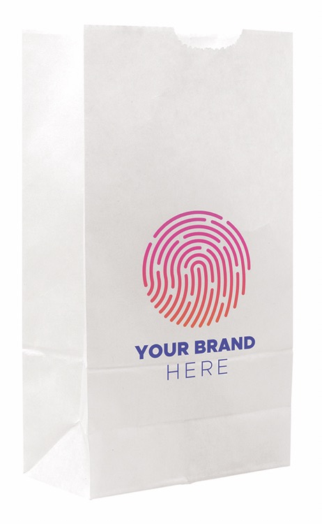 Full Color 1-Sided SOS White Paper Bags (4.25" x 8.185" x 2.375")