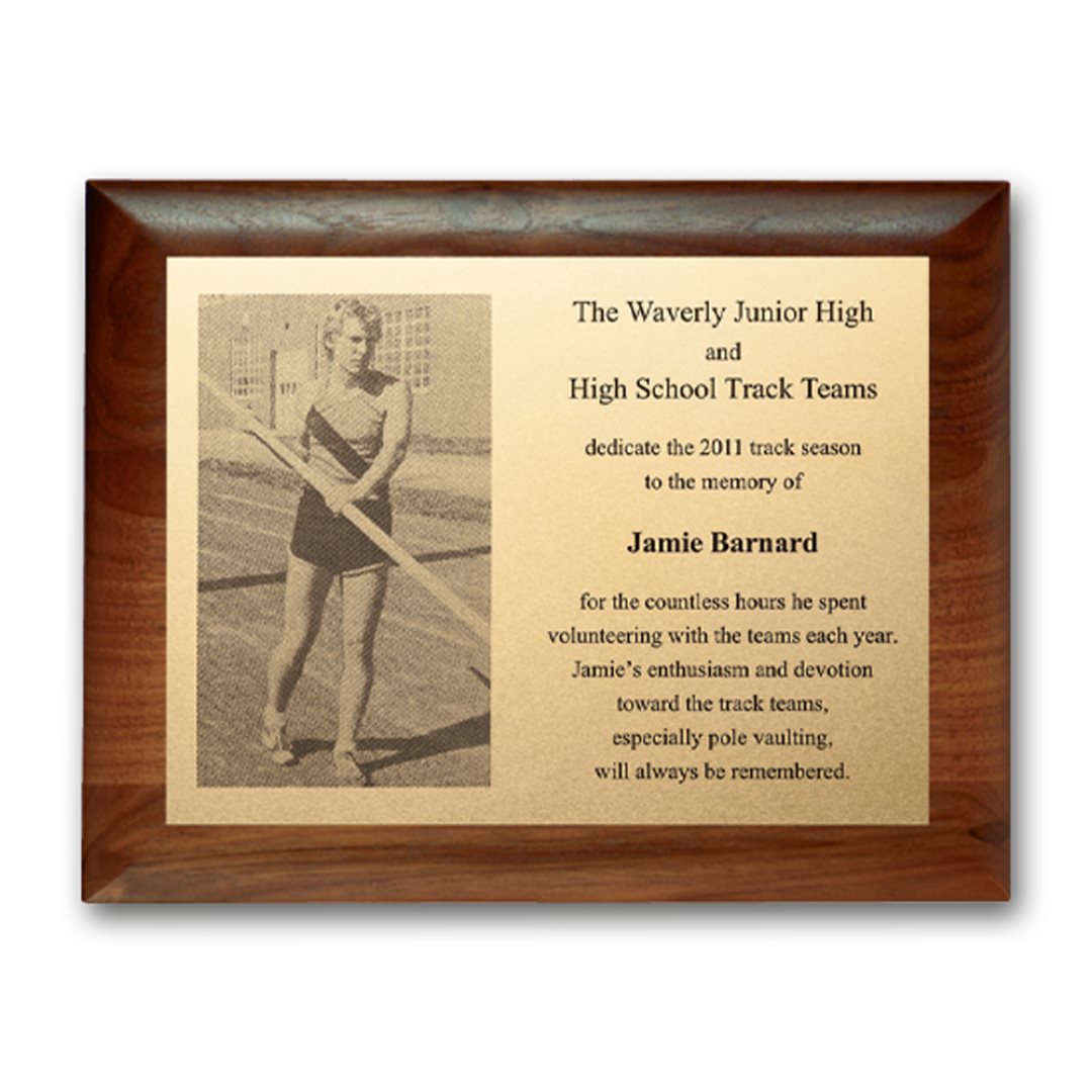 Metal Photo Plaq - Walnut Rolled Edge 3