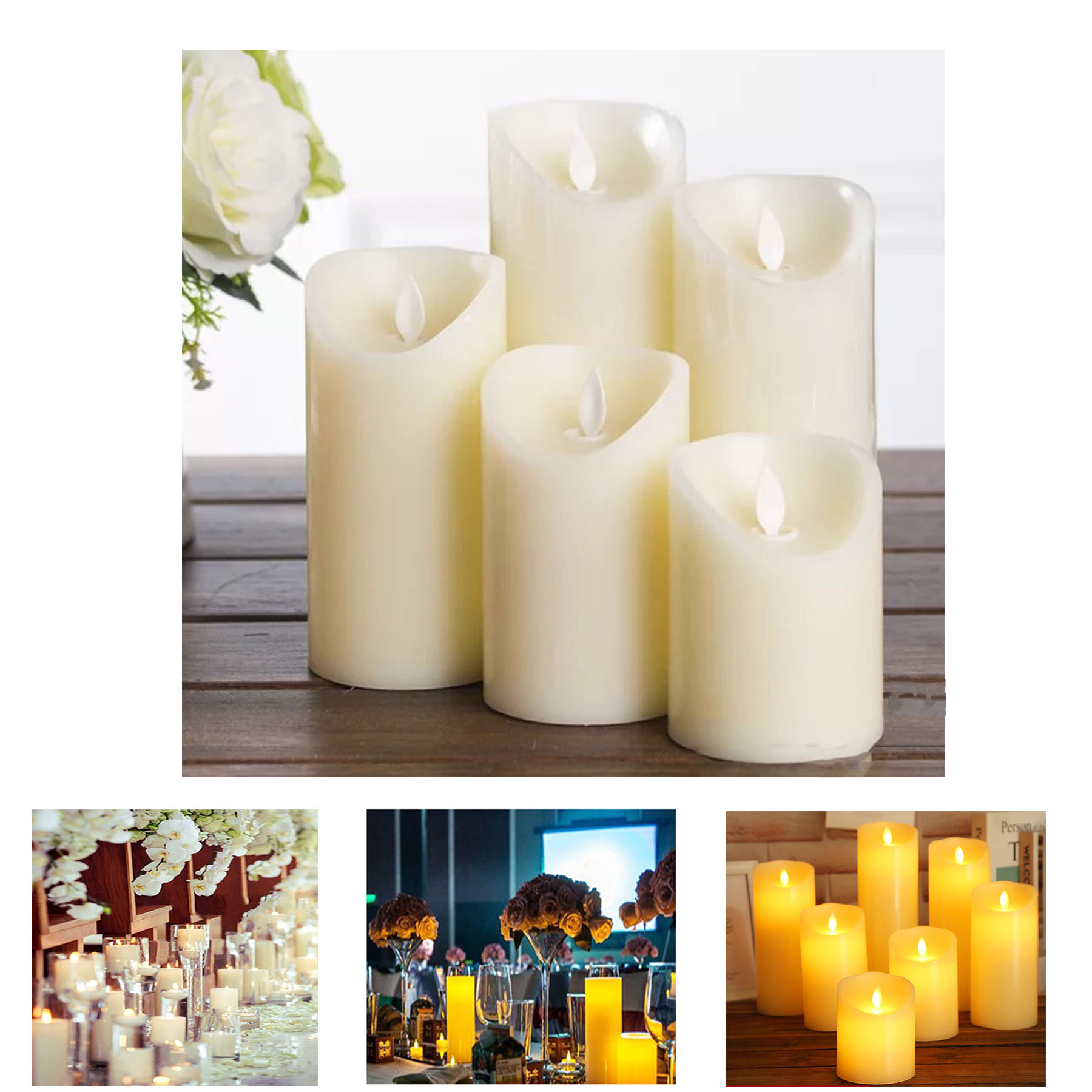Artificial Taper Candle with Flameless LED (5" H x 3" Diameter ) 1
