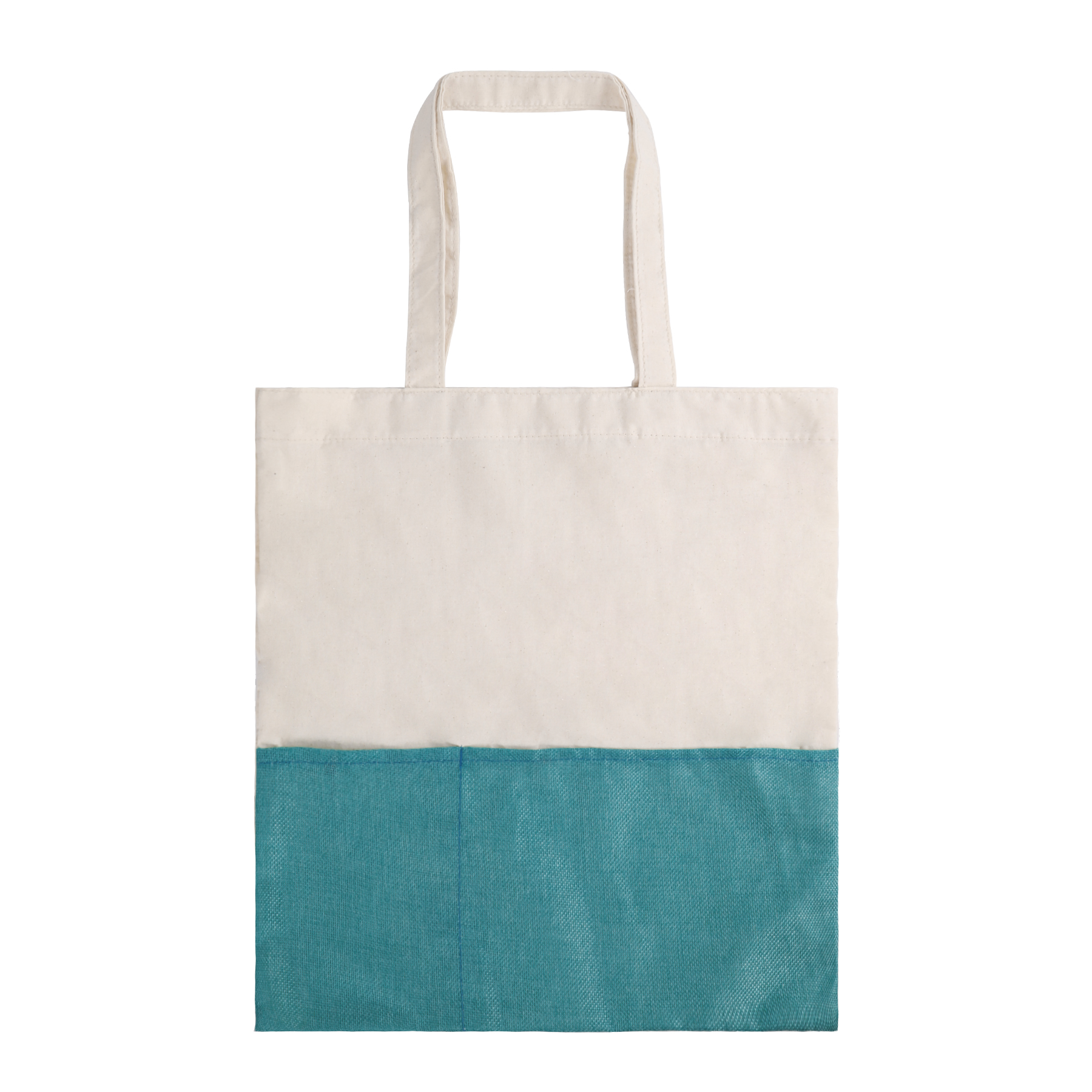 Two-Tone Cotton/ Burlap Tote with Pocket, custom tote bag with logo imprint 5