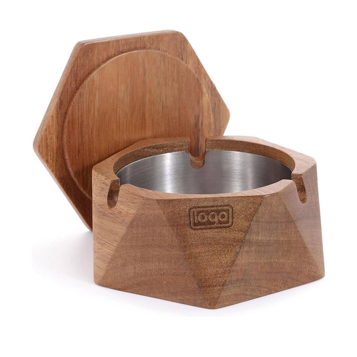 Wood/Stainless Steel Ash Tray 2