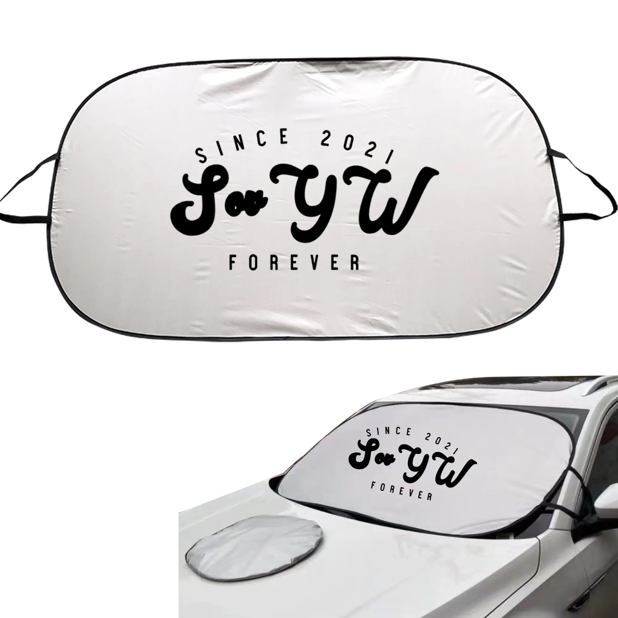 Customized Oval Folding Car Front Sunshade 1